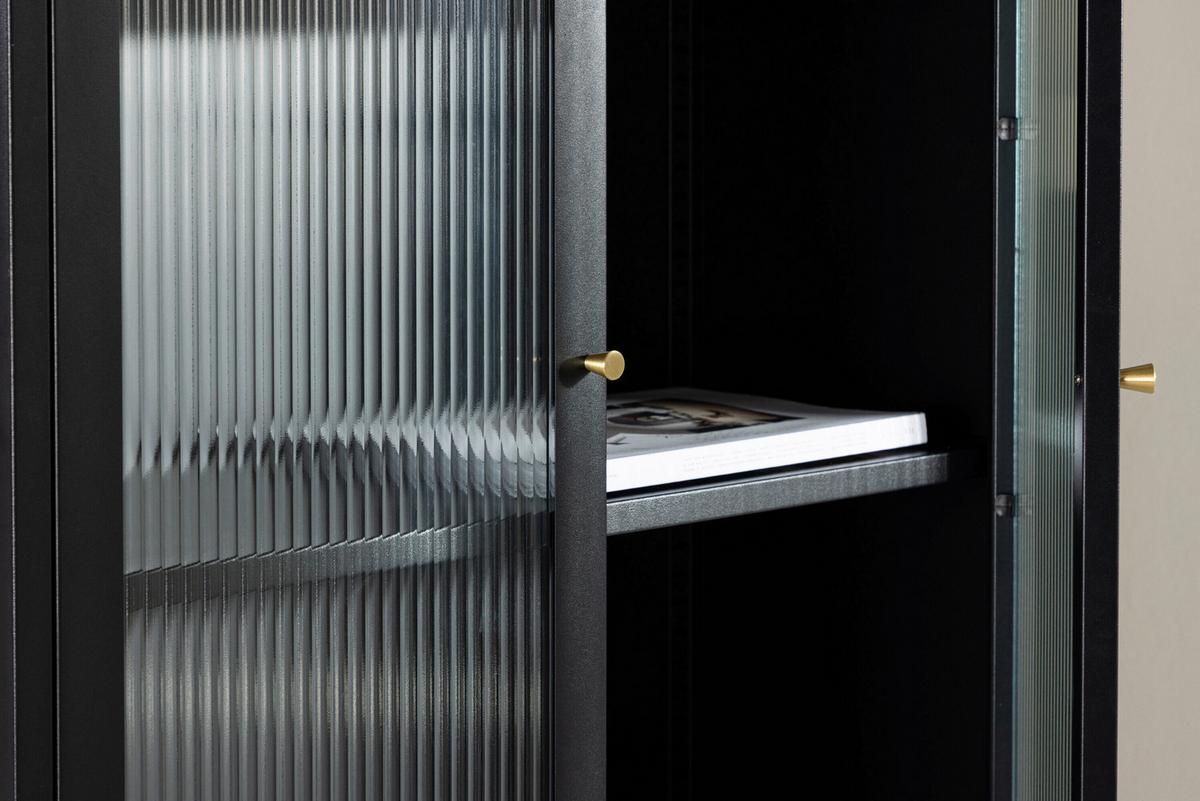 Vitrine Lima Schwarz B: 80cm - Schwarz, MODERN, Glas/Metall (80/180/35cm) - Livetastic