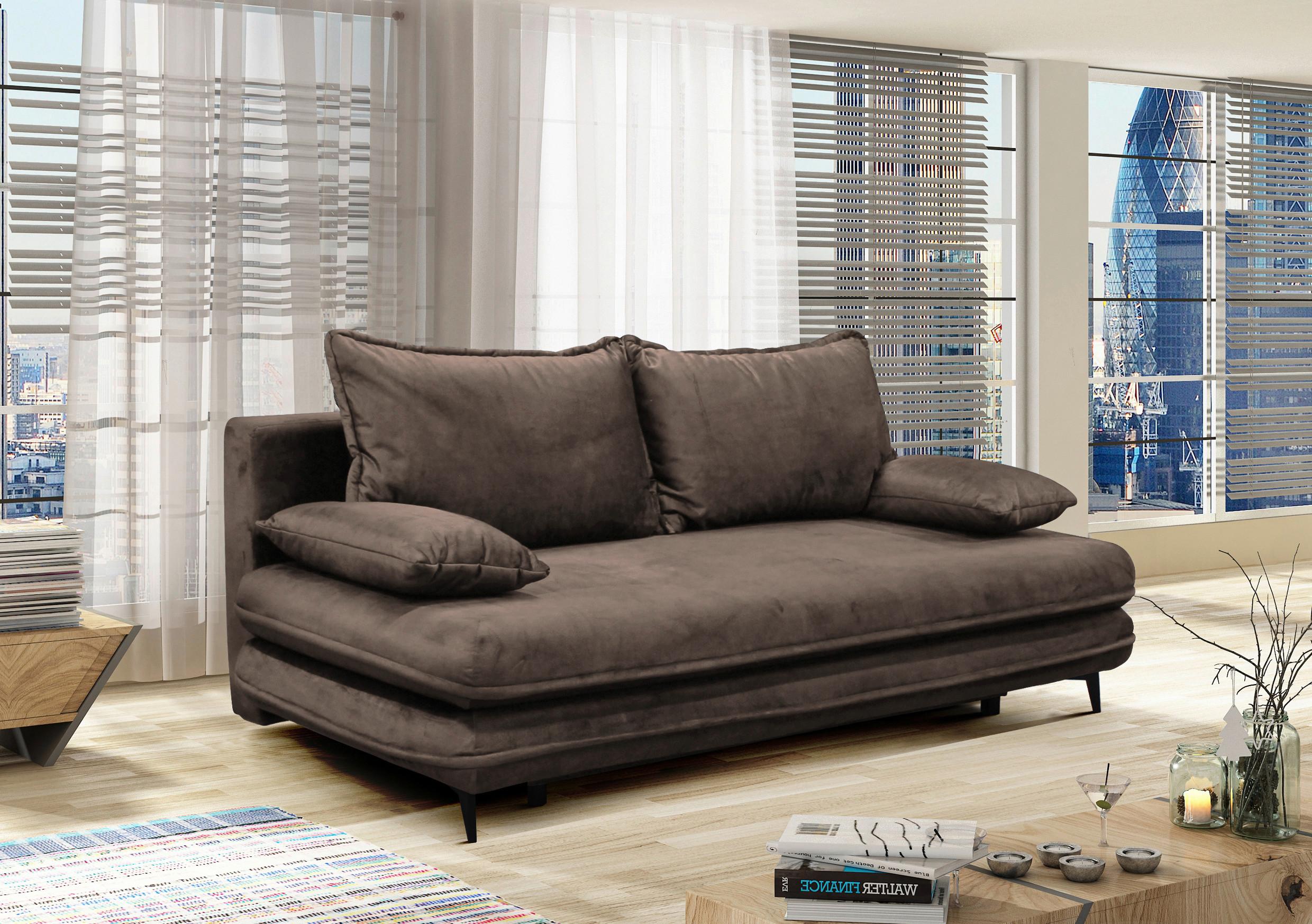 Schlafsofa Look Braun Inkl.bettkasten+schlaffunktion - Schwarz/Braun, Design, Textil (217/73/86/106cm) - MID.YOU