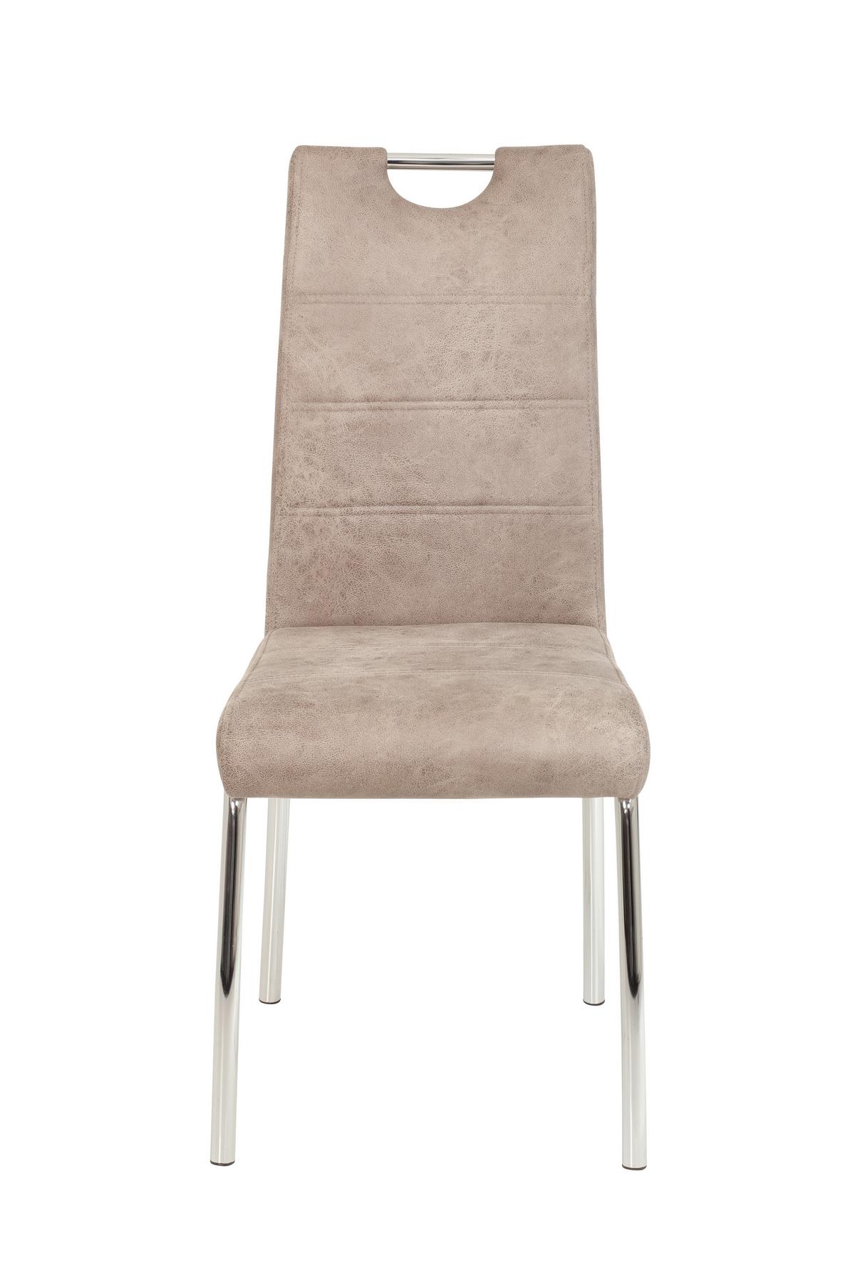 STOLIČKA SUSI II - chrómová/béžová, Modern, kov/textil (44/98/61cm)