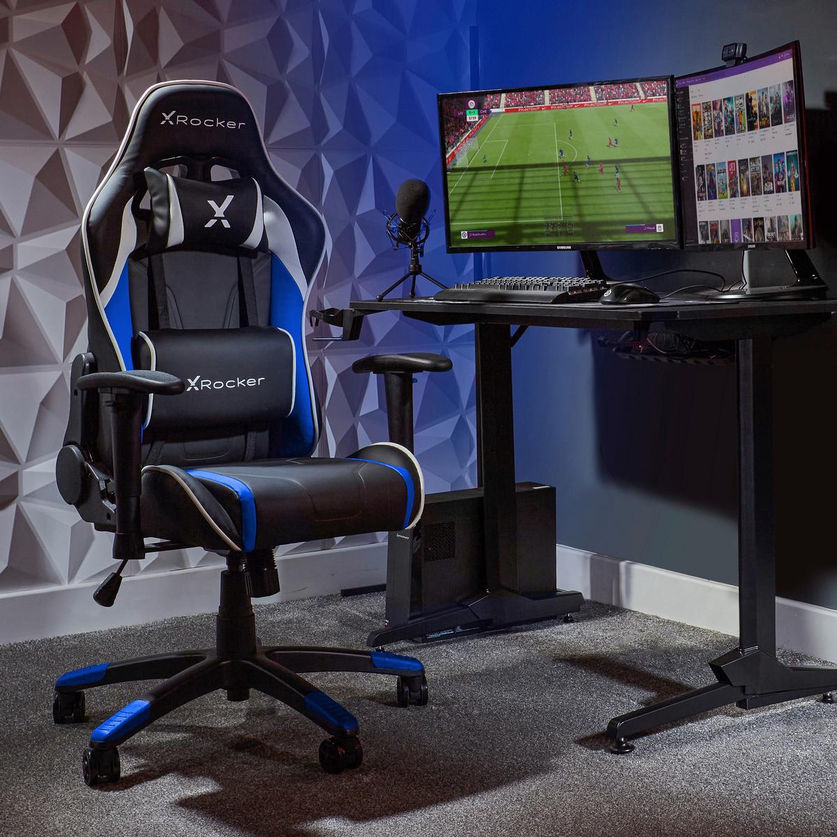 Gamingstuhl Agility Compact Esports - Blau/Schwarz, MODERN, Kunststoff/Textil (55/113/62,5cm) - X Rocker