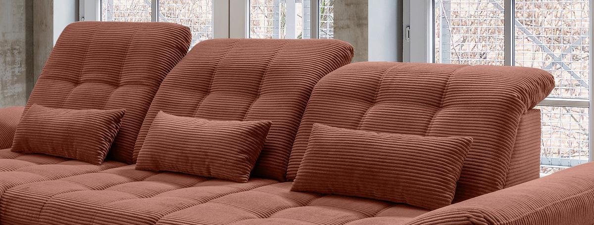 Ecksofa Mit Bettkasten Rigatti Koralle S: 184x314 Cm - Koralle/Schwarz, MODERN, Textil (184/314cm) - Livetastic