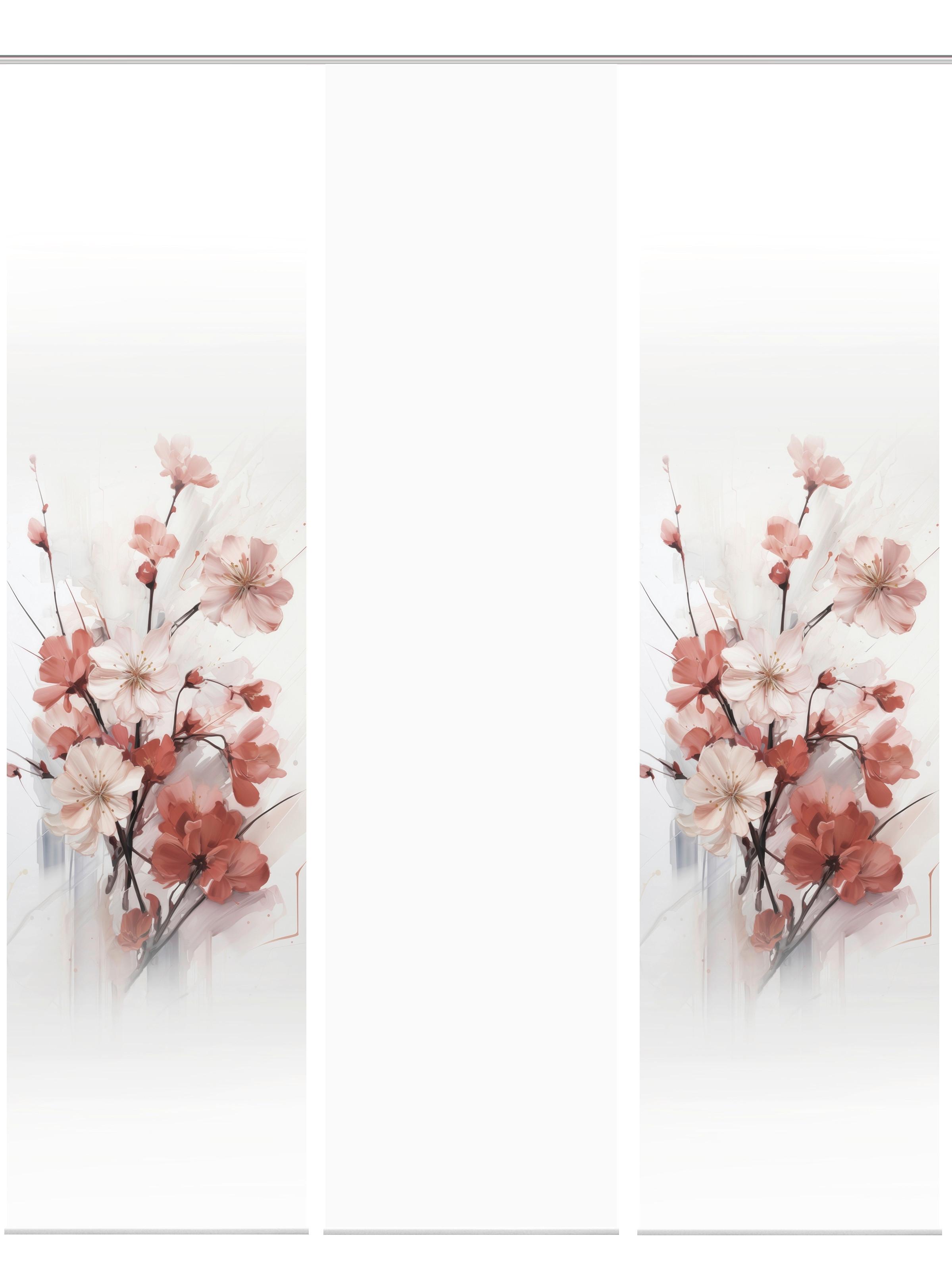 Flächenvorhang Lotus 3er Set - Altrosa/Weiß, Natur, Textil (60/245cm)