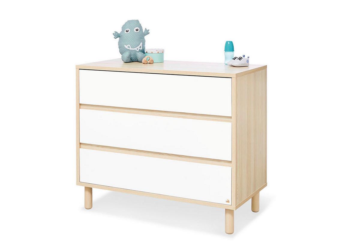 Wickelkommode 130065b Flow - Eschefarben/Weiß, Design, Holzwerkstoff (105/98/77cm) - Pinolino