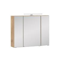 Spiegelschrank mit Türdämpfer + Led Helsinki B: 80 cm, Eiche - Eichefarben, KONVENTIONELL, Glas/Holzwerkstoff (80/64/20cm) - Held