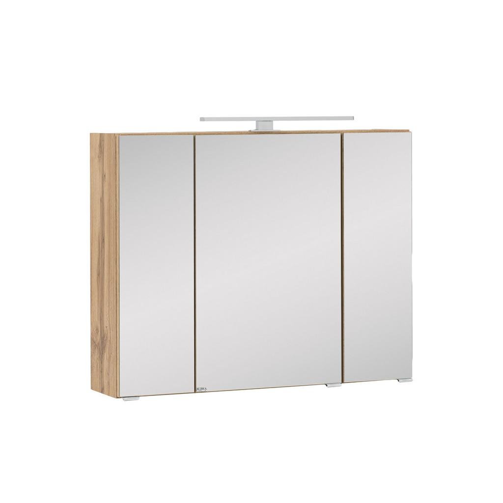 Spiegelschrank mit Türdämpfer + LED Helsinki B: 80 cm, Eiche