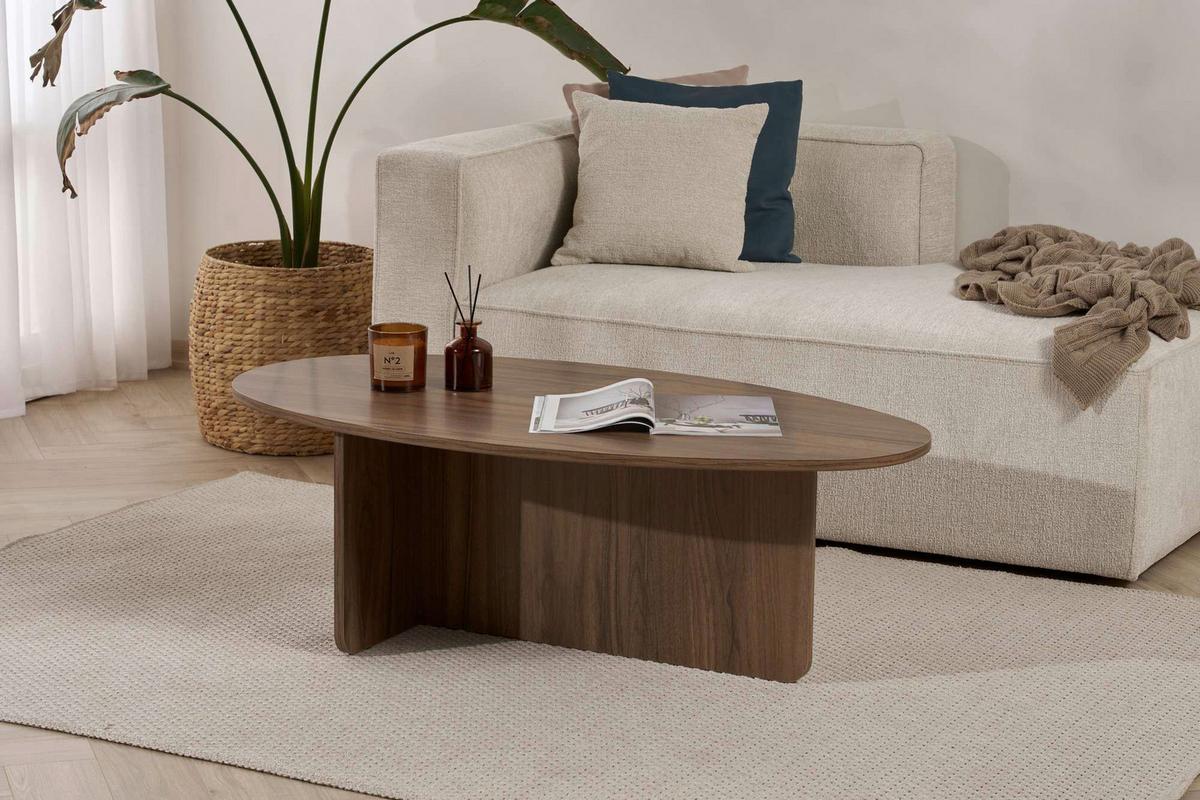 Couchtisch Orba Creme/Walnussfarben L: 120cm - Walnussfarben/Creme, Design, Holzwerkstoff (120/40/65cm) - MID.YOU