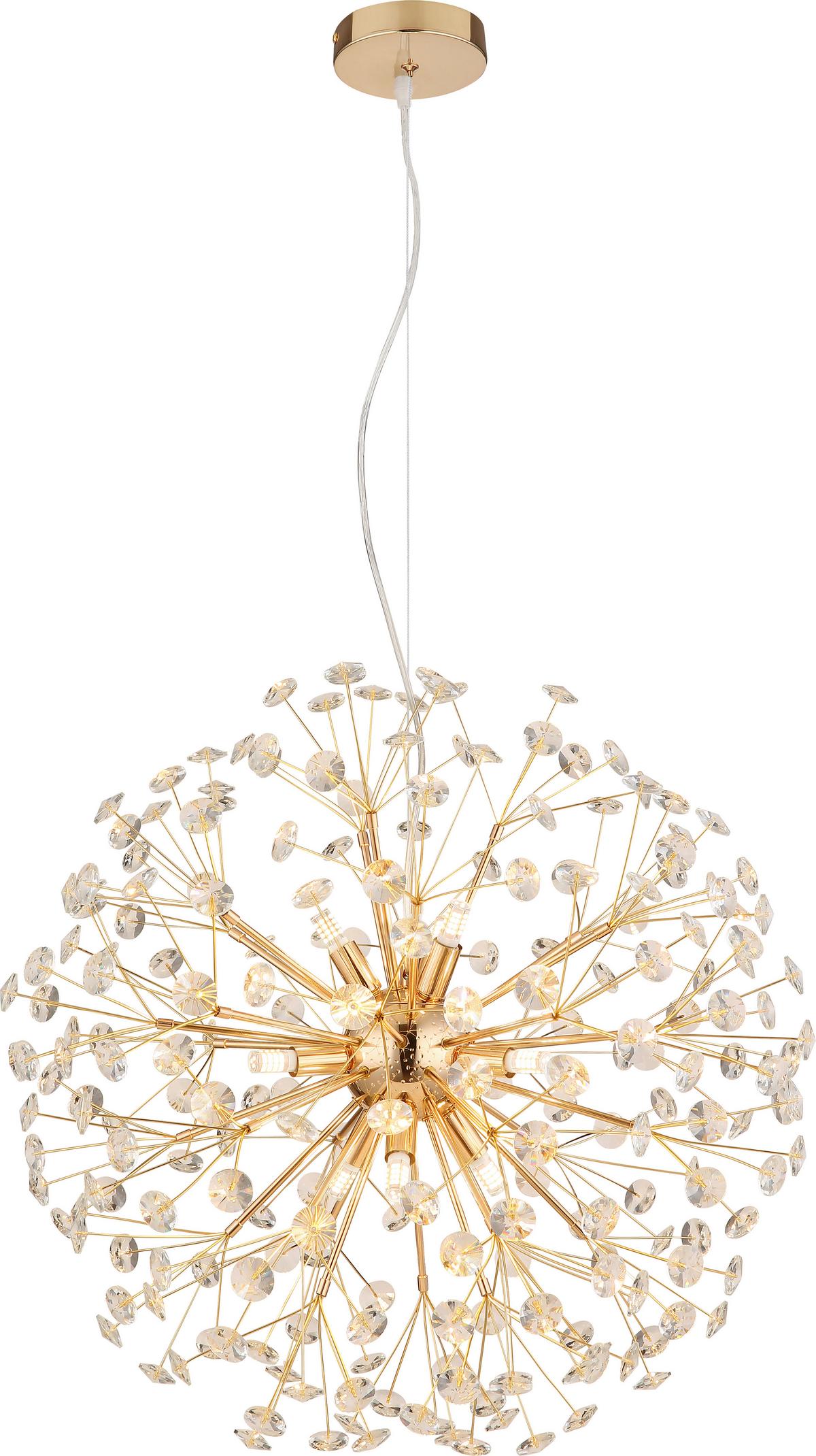 LED-Deckenleuchte Ceylin - Klar/Goldfarben, Basics, Glas/Metall (60/150cm)