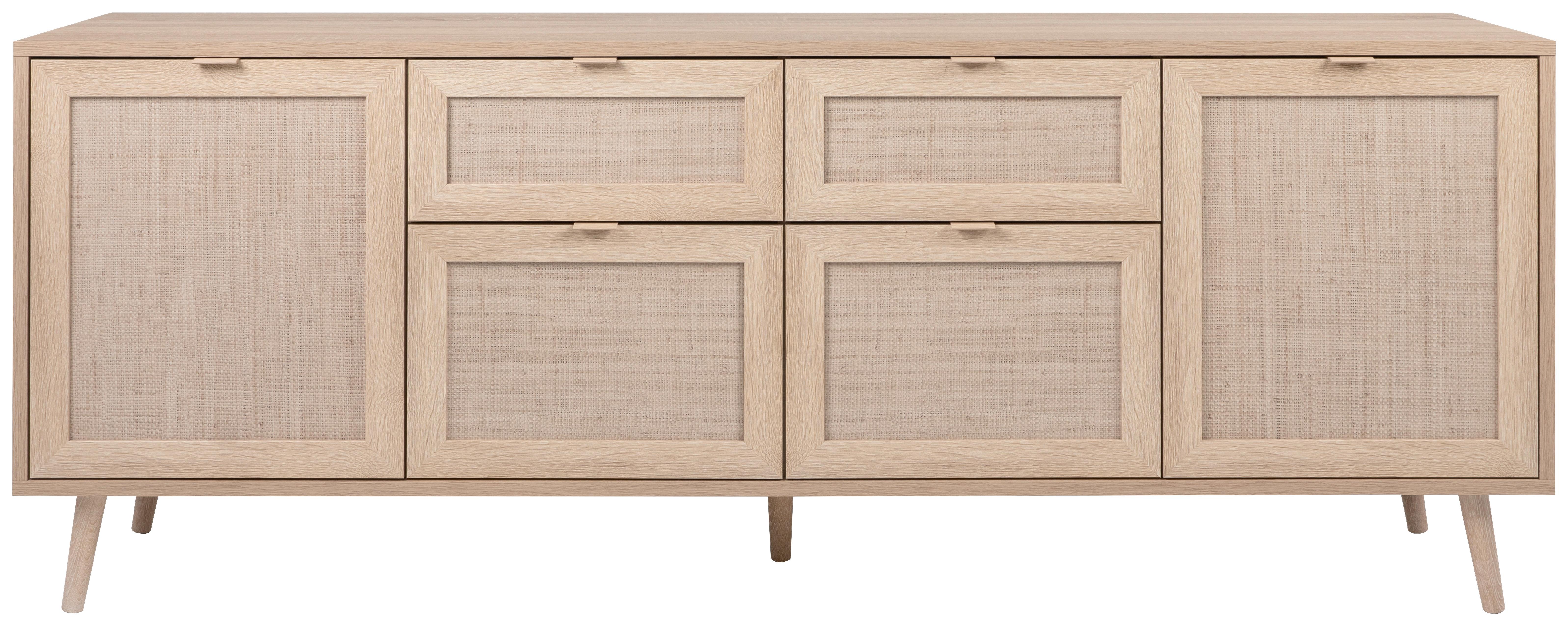 Sideboard Dekor Mit 4 Türen 180 cm Bali Sonoma Eiche - Sonoma Eiche, Natur, Holzwerkstoff (180/71/40cm) - MID.YOU