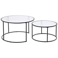 Couchtisch Twin - Klar/Schwarz, Design, Glas/Metall (79,5/79,5/45cm) - Livetastic
