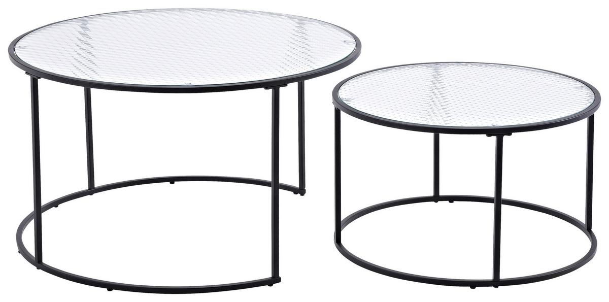Couchtisch Twin - Klar/Schwarz, Design, Glas/Metall (79,5/79,5/45cm) - Livetastic