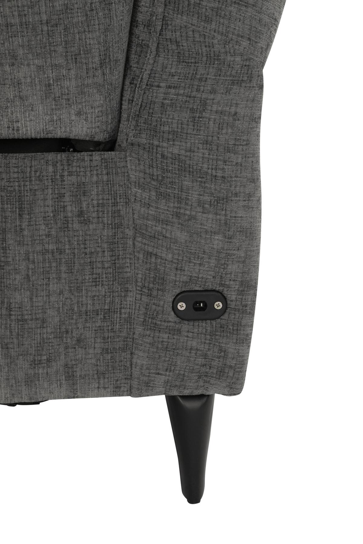 Dvoumístná pohovka CAPE TOWN, šedá, eletrická relax.funkce - černá/tmavě šedá, Moderní, kov/dřevo (200/98/93cm) - Mömax