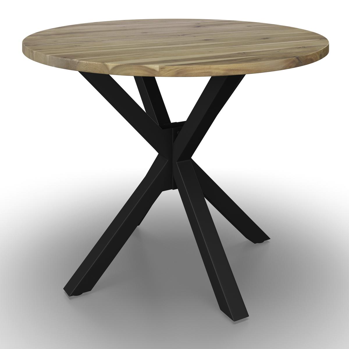 Jídelní stůl GEMMA 100 - černá/barvy akácie, Moderní, kov/dřevo (100/76cm) - Bessagi Home