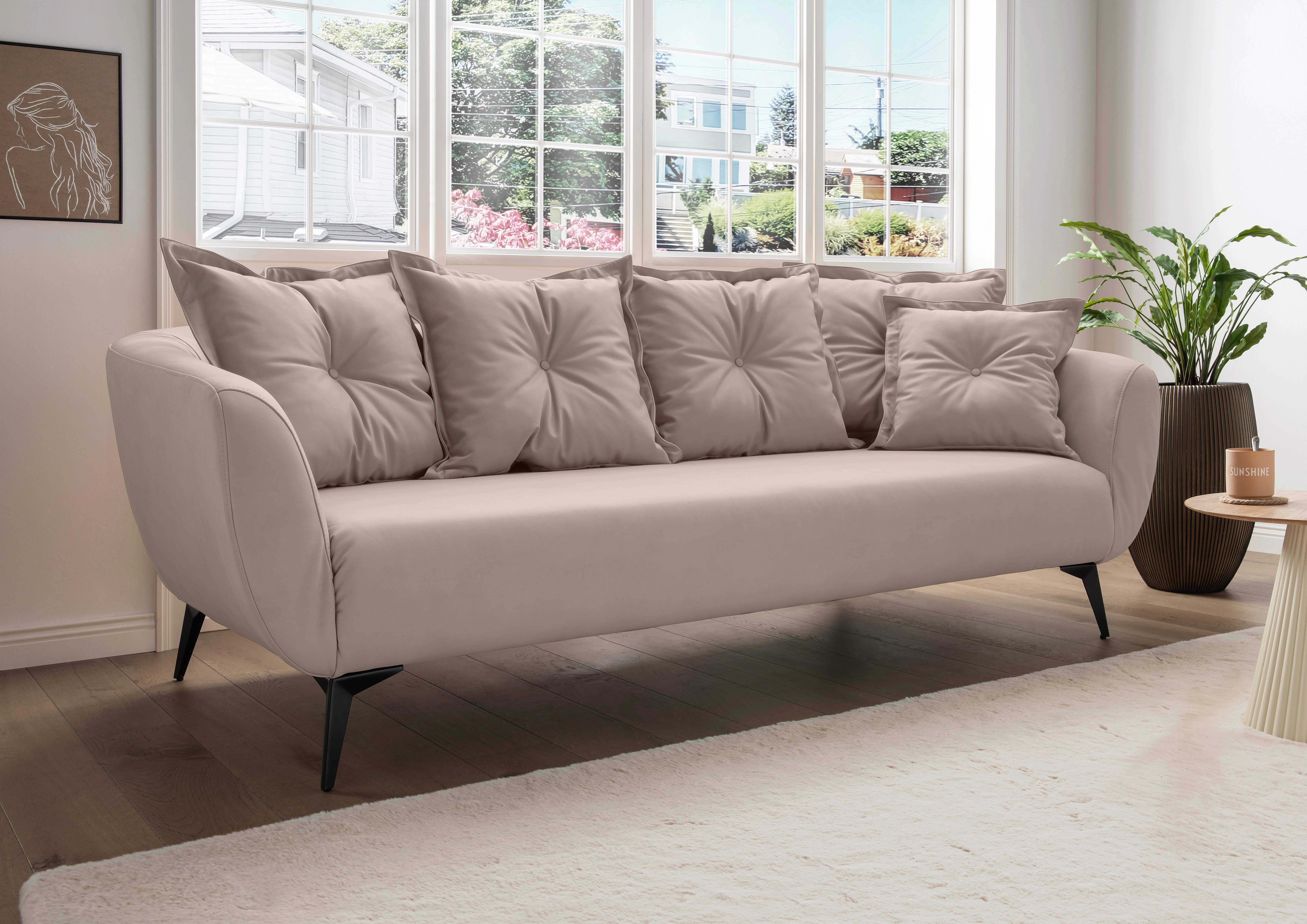 3-Sitzer-Sofa Baggio Beige B: 236 cm - Beige/Schwarz, MODERN, Textil (236/94/103cm) - Livetastic