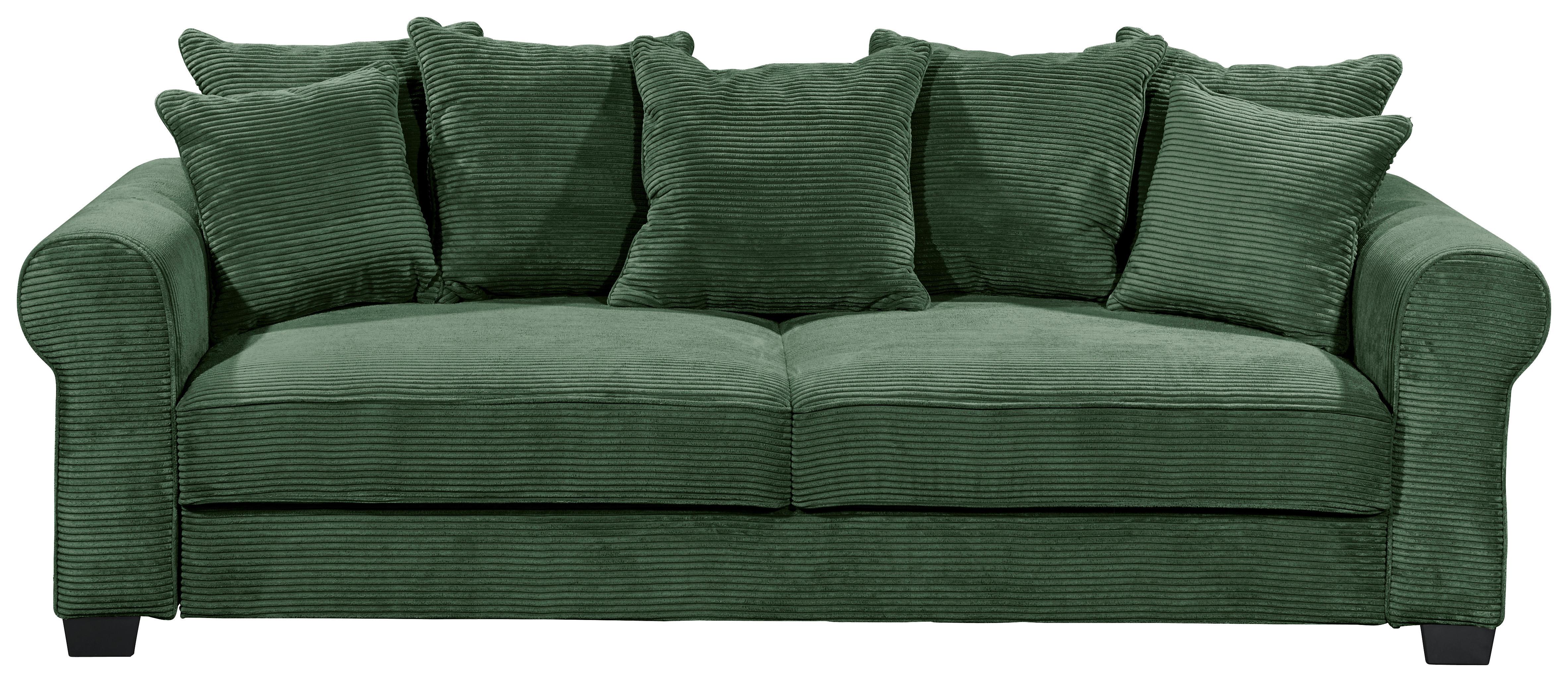 2-Sitzer-Sofa Mit Schlaffunktion Maureen B:247cm - Dunkelgrün/Schwarz, KONVENTIONELL, Textil (247/95/125cm) - Hom`in