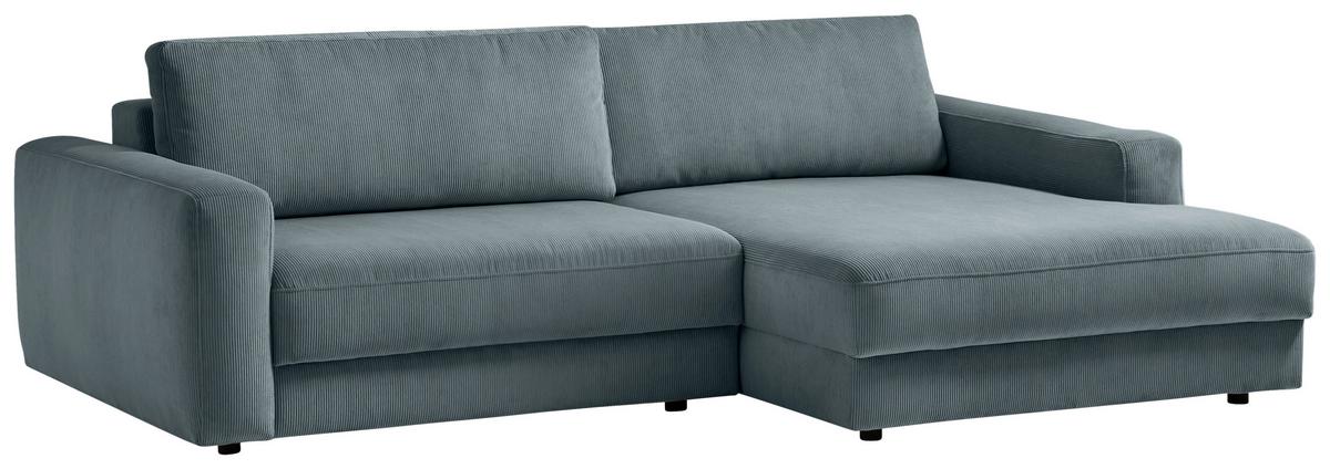 Ecksofa Bourbon - Blaugrau/Schwarz, MODERN, Textil (250/176cm) - Trendmanufaktur