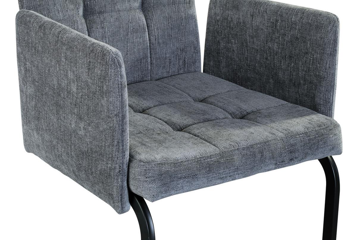 Armlehnstuhl Bordal - Hellgrau/Schwarz, MODERN, Textil/Metall (52/91/59,5cm) - MID.YOU