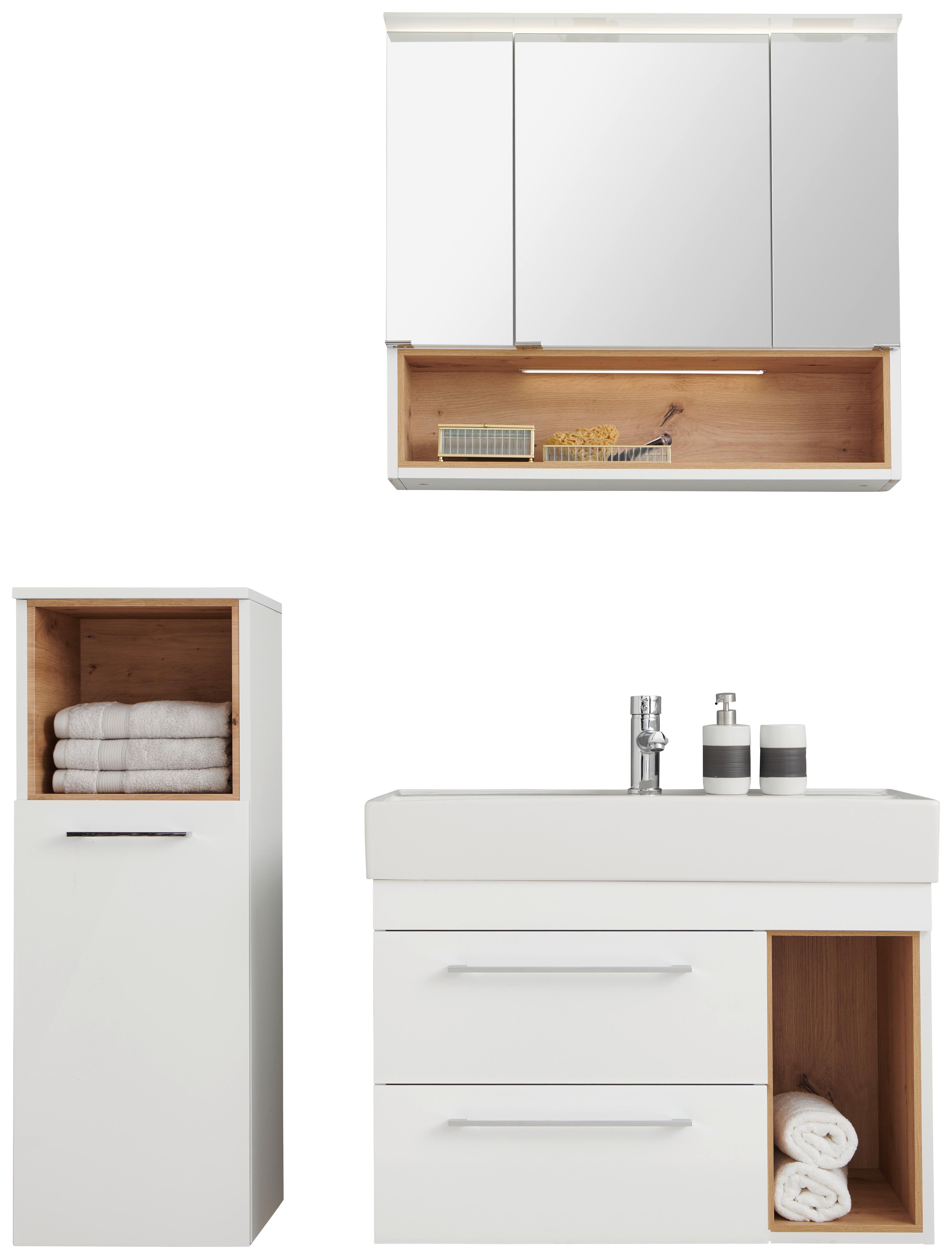 Badezimmer Mura Eiche Dekor/weiß Hg B: 115 Cm