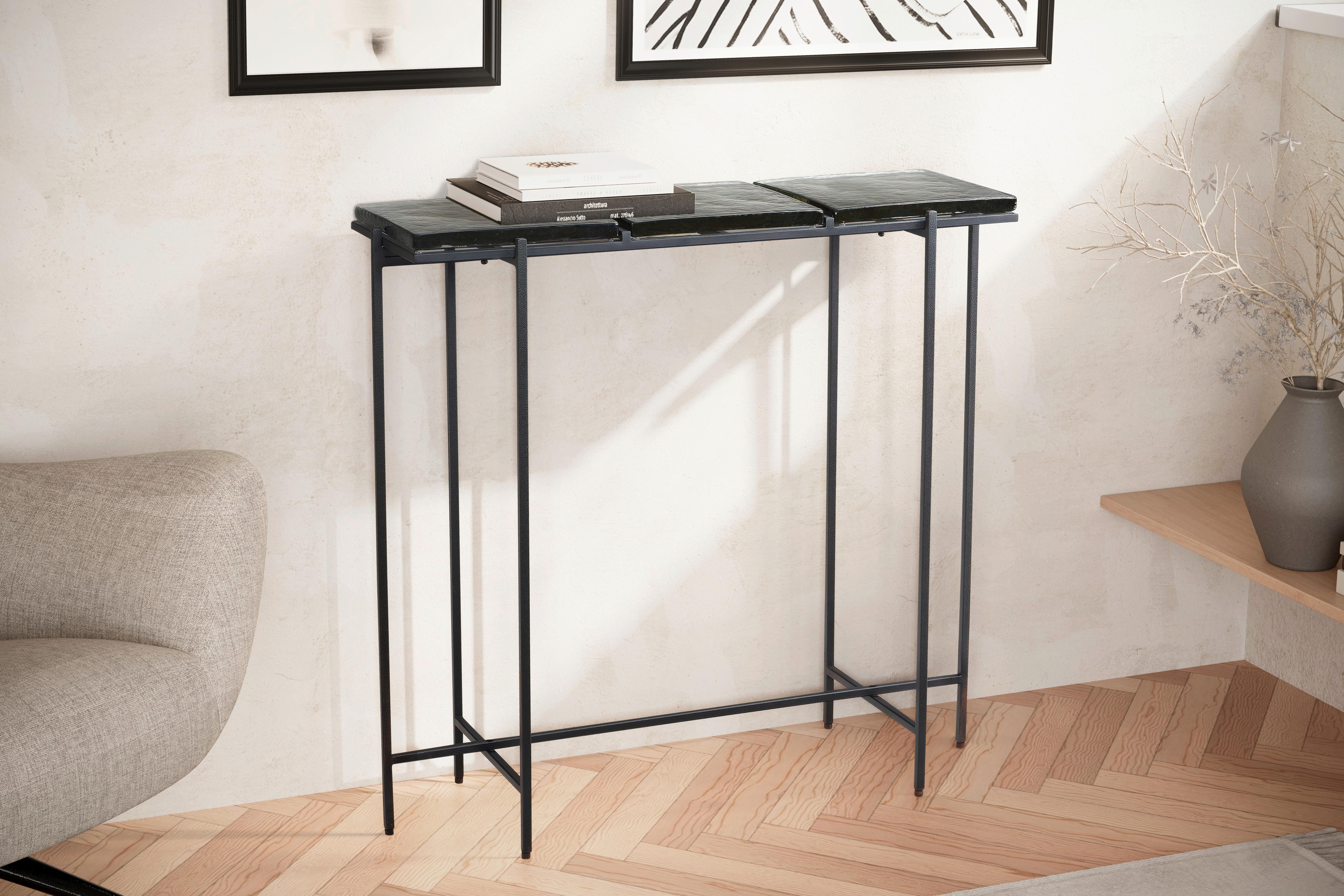 Konsolentisch Schwarz B: 90 cm - Schwarz, Design, Glas/Metall (90/29/85cm) - MID.YOU