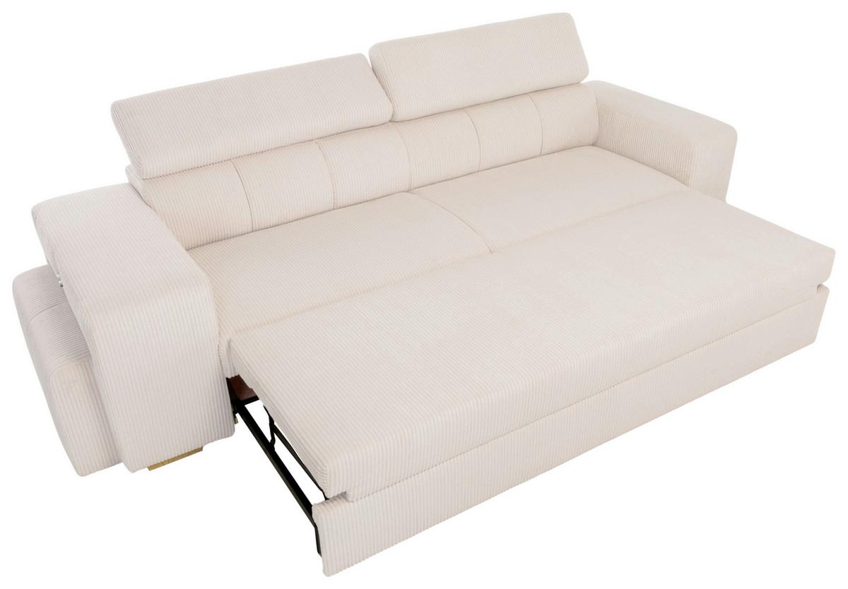 3-SitzerSofa m. Schlaffunktion Sirius S creme, B: 251cm - Creme/Schwarz, KONVENTIONELL, Holz/Holzwerkstoff (251/96/100cm)