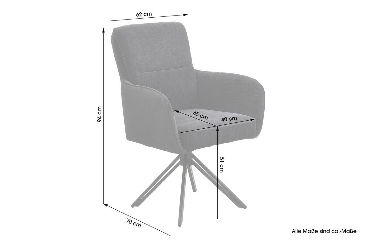 Stuhl-Set Tino - Schwarz, MODERN, Textil/Metall (62/94/70cm) - MID.YOU
