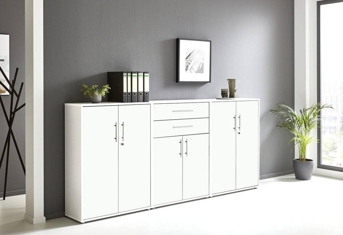 Aktenschrank Office Edition Weiß B: 253,2cm - Weiß, MODERN, Holzwerkstoff (253,2/113,6/33cm) - MID.YOU