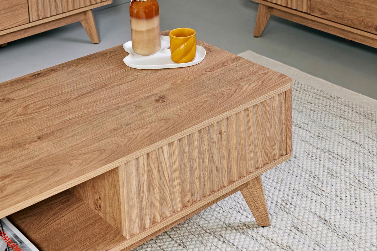 Couchtisch Wave Coffee Sk - Eichefarben, MODERN, Holzwerkstoff (110/55/44cm) - Livetastic