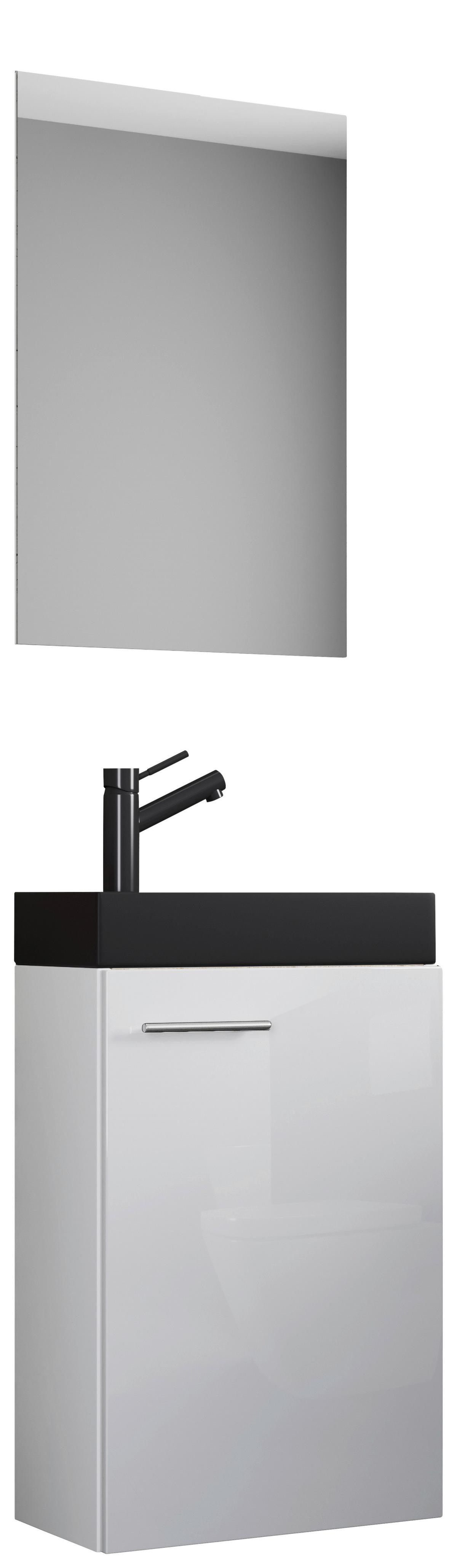 Gästebad Slito Bl - Schwarz/Weiß, MODERN, Glas/Keramik (41cm) - MID.YOU