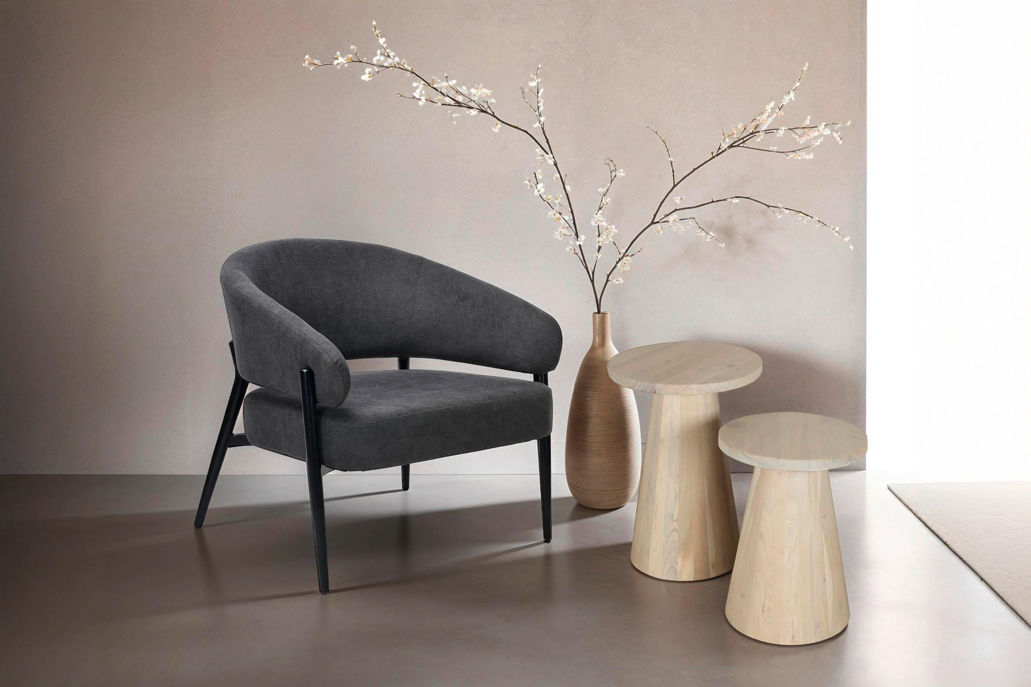 Beistelltisch Cone Weiß B: 35 cm - Schwarz/Weiß, Design, Holz (35/60/35cm) - MID.YOU