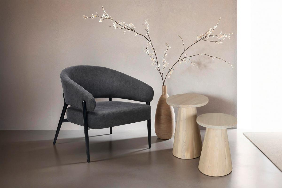 Beistelltisch Cone Weiß B: 35 cm - Schwarz/Weiß, Design, Holz (35/60/35cm) - MID.YOU