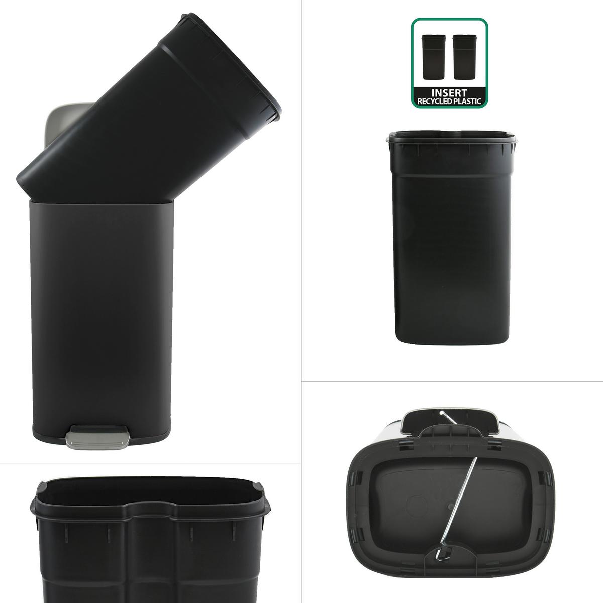 Treteimer Akira 50l Schwarz Metall LxBxH: 42,7x29,7x64,3 cm - Schwarz, Basics, Kunststoff/Metall (42,7/29,7/64,3cm) - Spirella