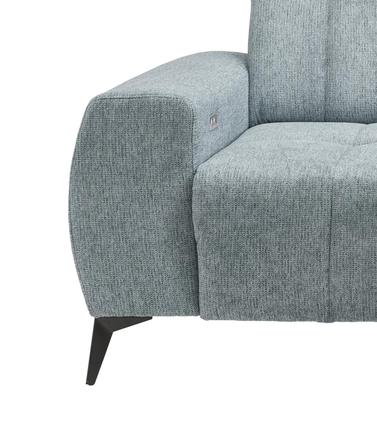 Ecksofa mit USB Anschluss Sano, Mintfrün, S: 261x200 cm - Schwarz/Mintgrün, MODERN, Textil (261/200cm) - Livetastic