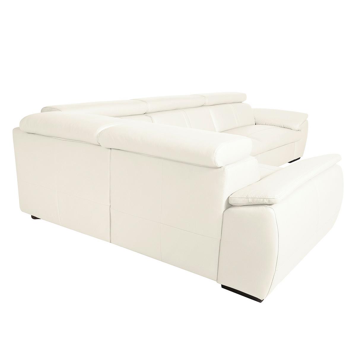 Ecksofa City Weiß B: 193x265 Cm - Wengefarben/Weiß, Design, Leder (193/265cm) - Livetastic