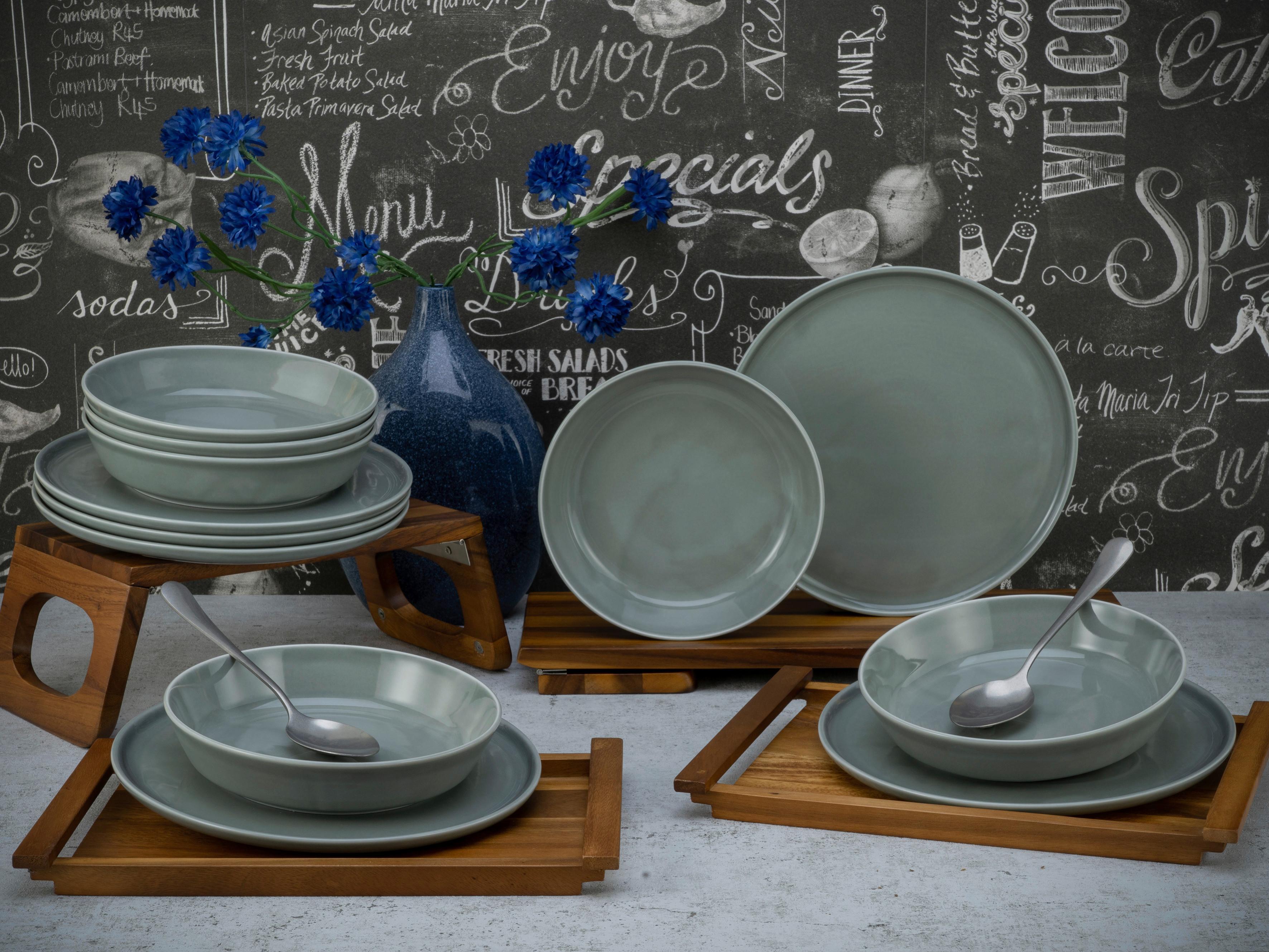 Jídelní souprava 12-dílná - šedá, Basics, keramika (29/25/30cm) - Creatable