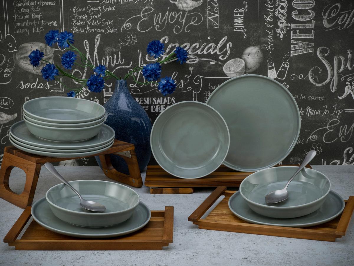 Jídelní souprava 12-dílná - šedá, Basics, keramika (29/25/30cm) - Creatable