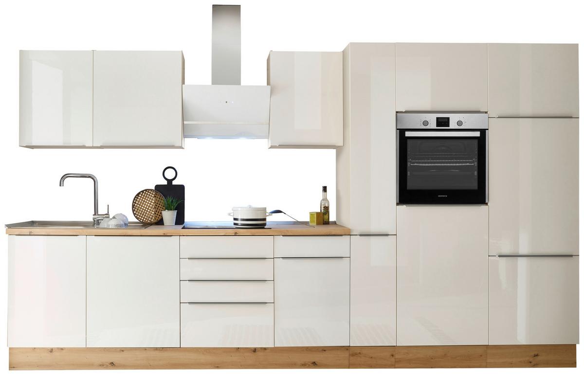 Küchenzeile Bema mit Geräten B: 370 cm Weiß, Modern - Weiß Hochglanz/Weiß, LIFESTYLE, Holzwerkstoff (370cm) - Respekta