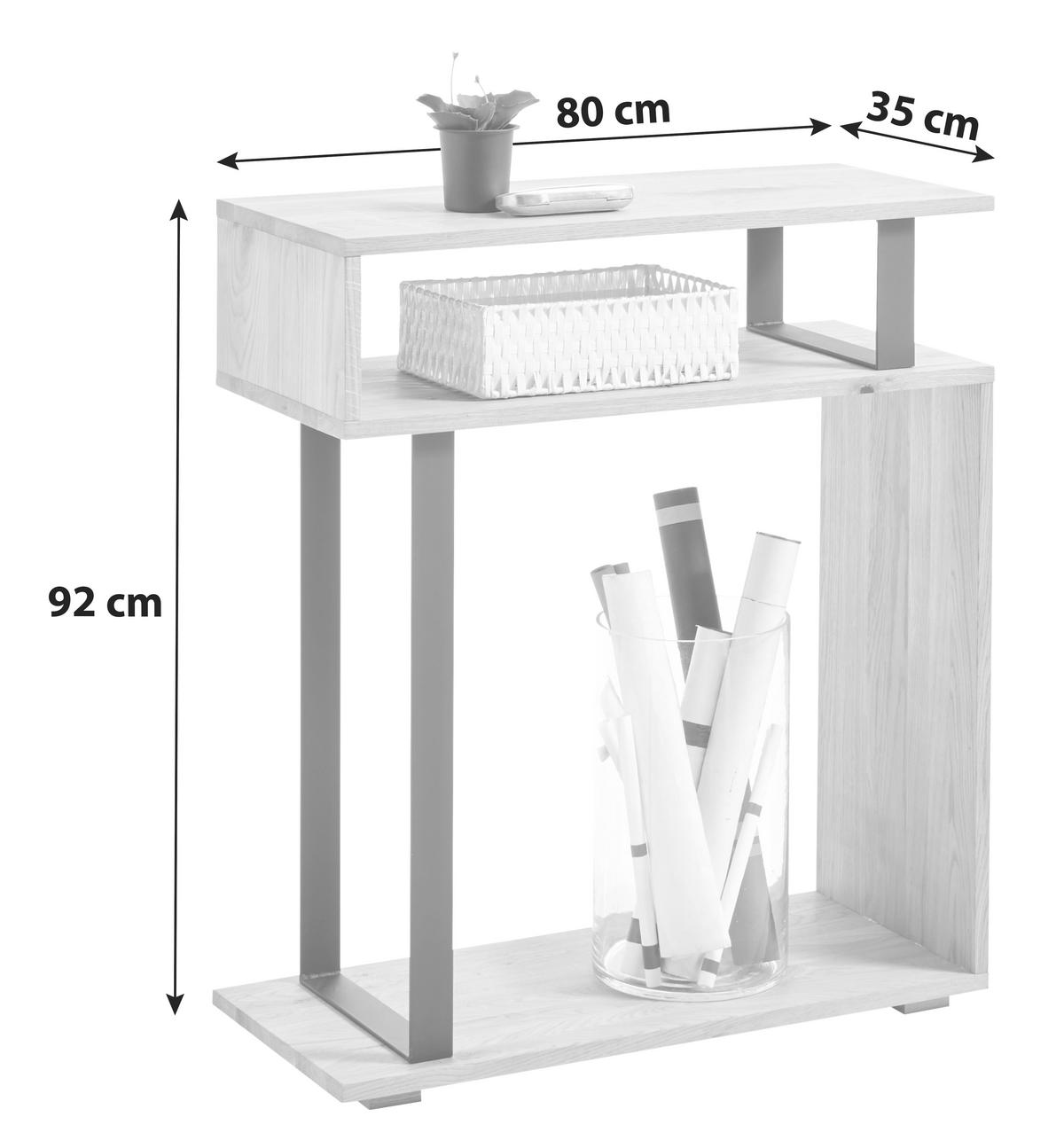 Konzolový stůl dub masiv LUCIO - černá/barvy dubu, Natur, kov/dřevo (80/35/92cm) - MID.YOU