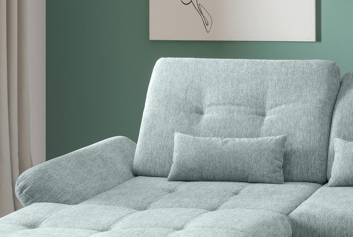 Wohnlandschaft Dalida Blau U: 195x376x254 Cm - Chromfarben/Blau, Design, Textil (195/376/254cm) - Livetastic