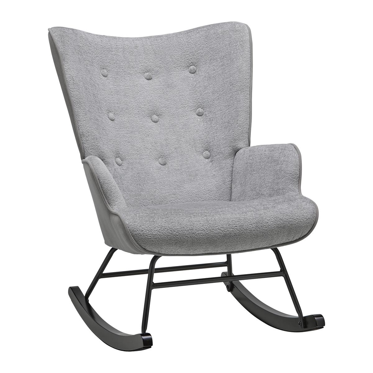 Hojdacie kreslo ROCK, sivá, max. 140 kg - čierna/sivá, Modern, kov/drevo (66/90/77cm) - Mömax