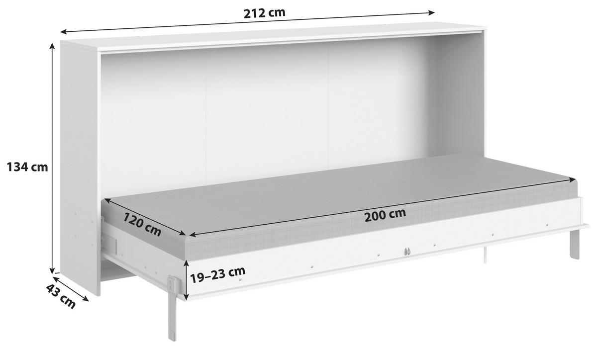 Schrankbett Mit Lattenrost 120x200 Juist Weiß/ Eiche - Eichefarben/Weiß, KONVENTIONELL, Holz/Holzwerkstoff (120/200cm) - MID.YOU