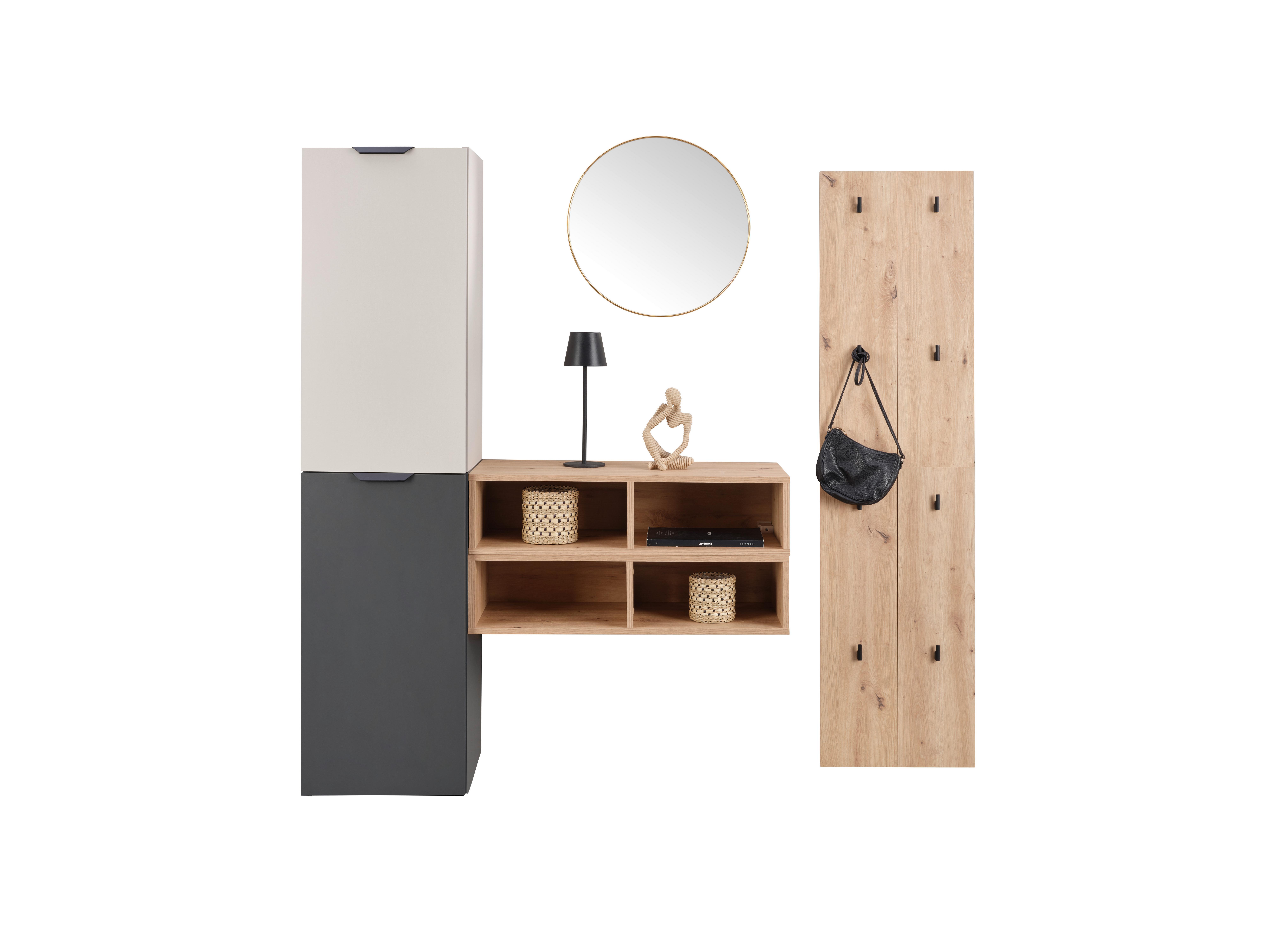 Garderobe CIAO Kaschmir Eiche 3-Teilig - Kaschmir/Eiche Artisan, MODERN, Holzwerkstoff (160/181/37,9cm)