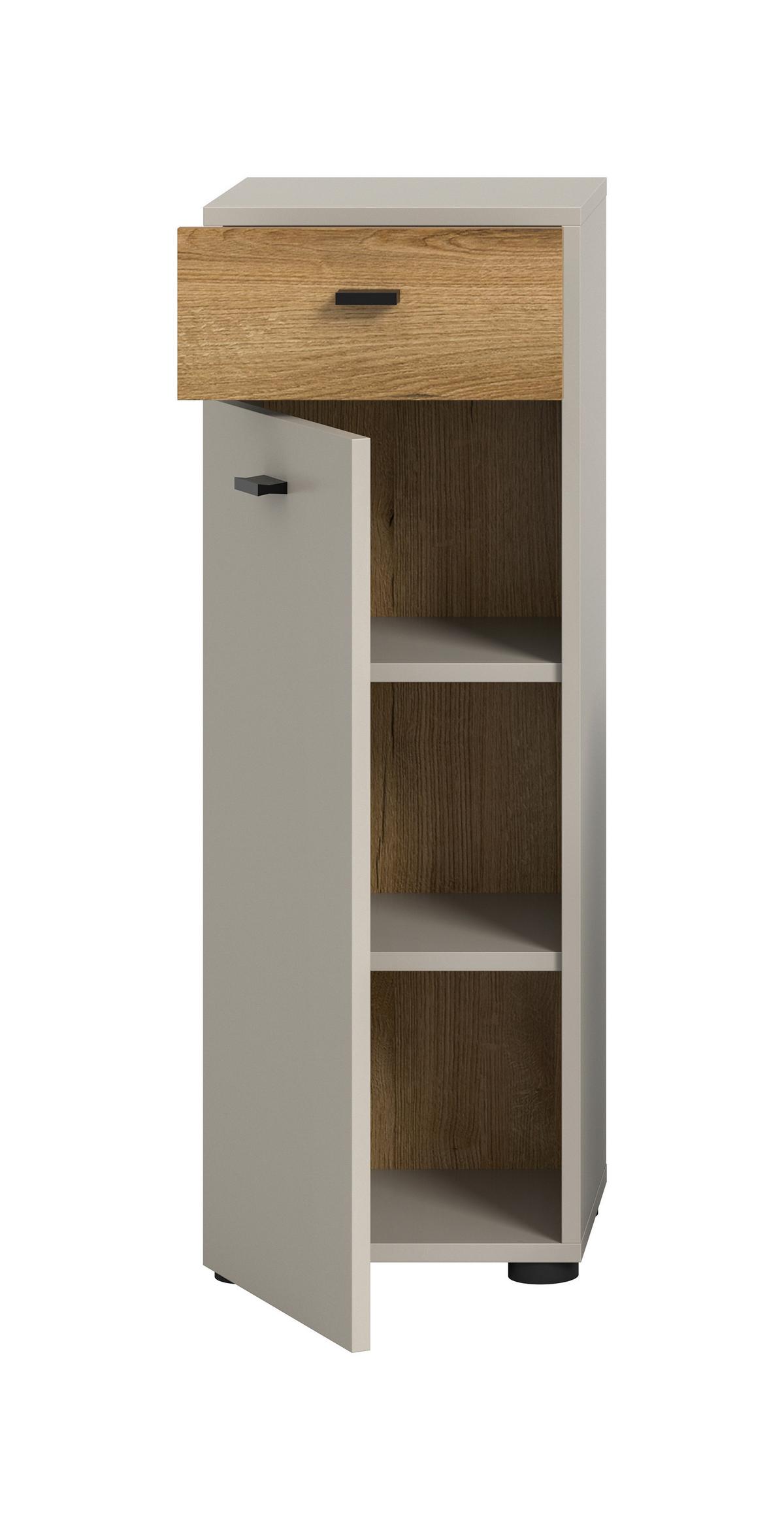 Midischrank Aqua Eichefarben/Kaschmir B: 32cm - Kaschmir/Eichefarben, Trend, Holzwerkstoff (32/91/30cm) - MID.YOU