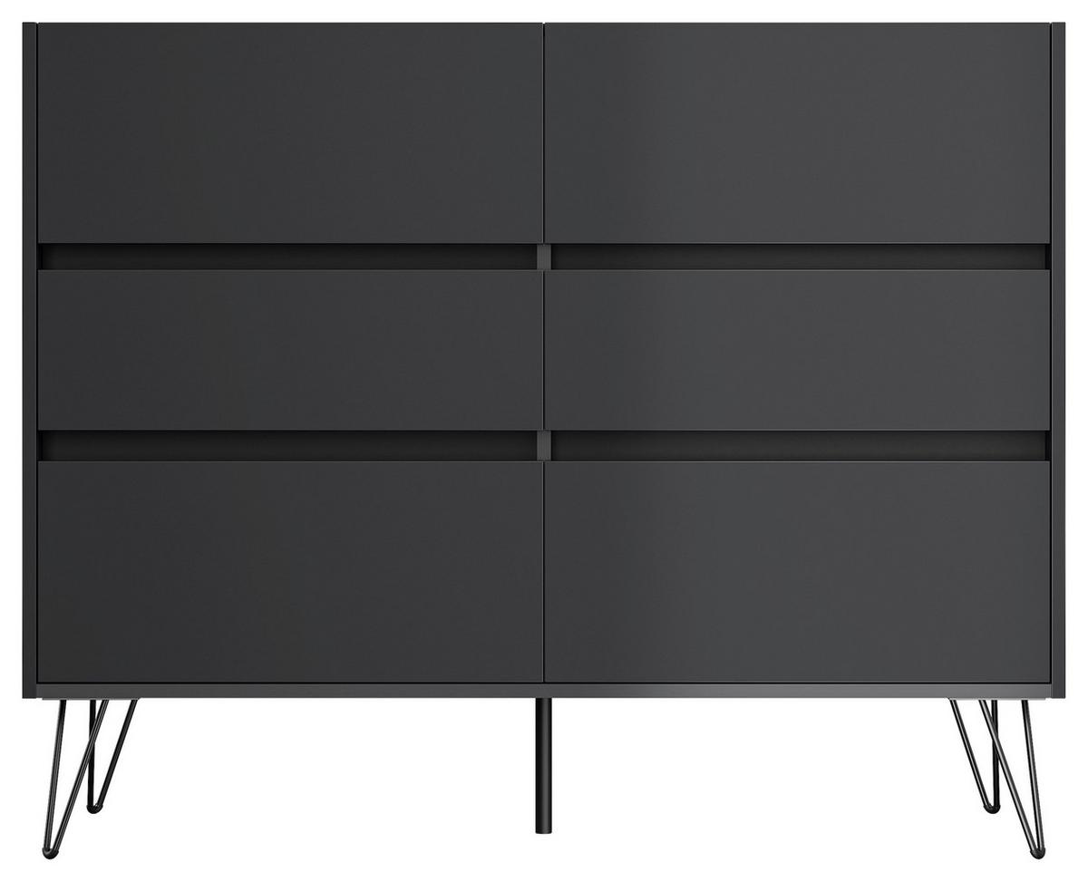 Sideboard Posseik Industrial Graphitfarben B: 120 cm - Schwarz/Graphitfarben, Design, Holzwerkstoff (120/93,6/42cm) - P & B