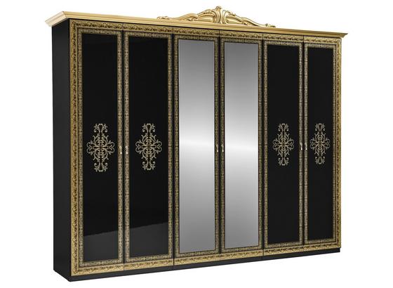 Drehtürenschrank Eliza B: 281,4 cm Schwarz - Goldfarben/Schwarz, ROMANTIK / LANDHAUS, Glas/Holzwerkstoff (282/232/60cm) - Carryhome Drehtürenschrank Eliza B: 281,4 cm Schwarz - Goldfarben/Schwarz, ROMANTIK / LANDHAUS, Glas/Holzwerkstoff (282/232/60cm) - Carryhome
