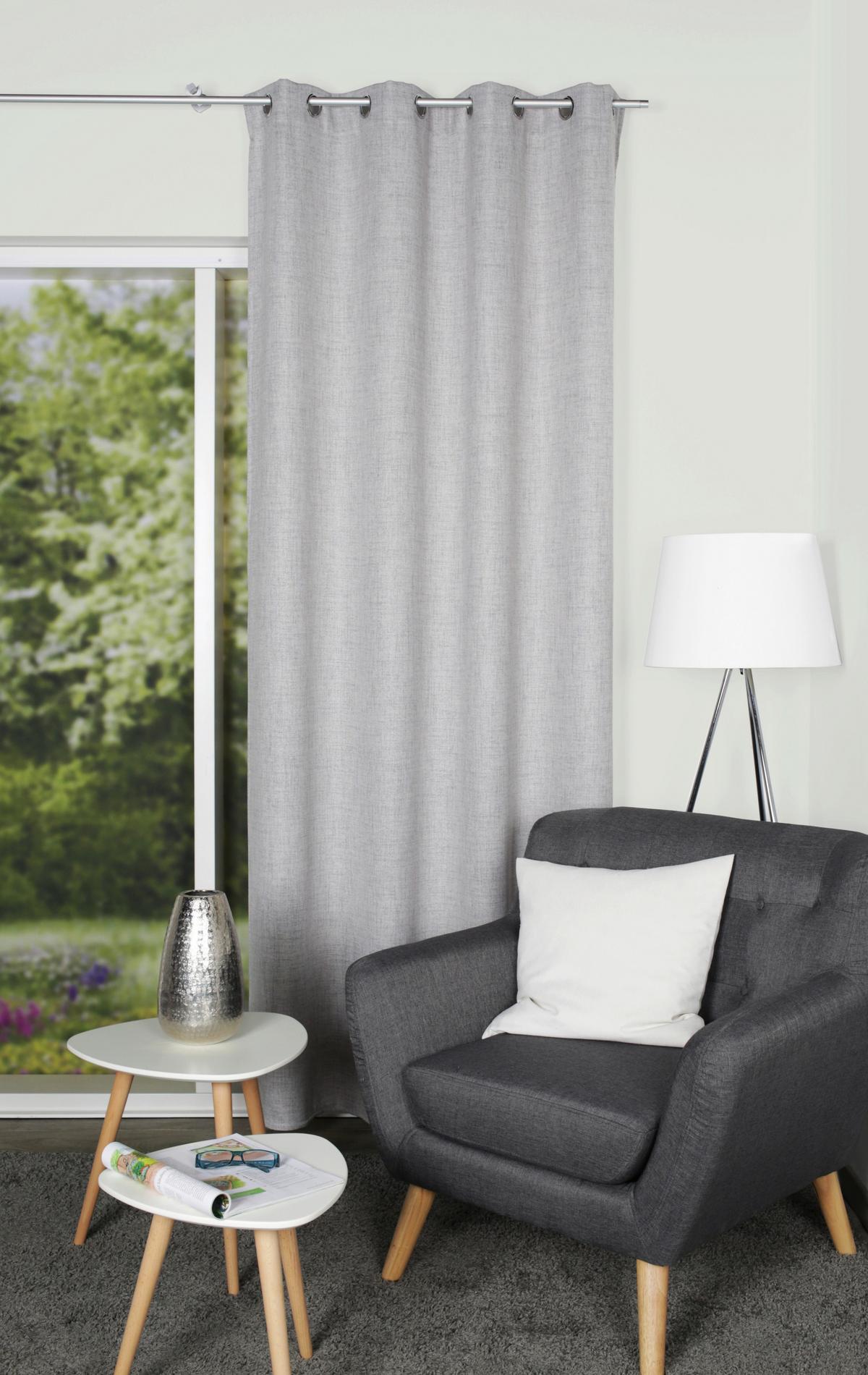 Ösenvorhang Linora - Grau, Basics, Textil (140/225cm)