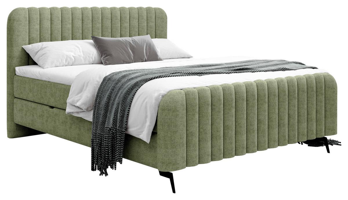 Boxbett Liam Grün 160x200 Cm - Schwarz/Grün, MODERN, Holz/Holzwerkstoff (160/200cm) - MID.YOU