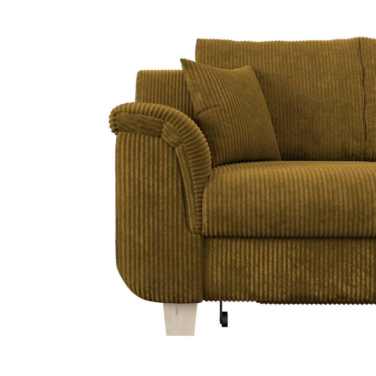 Rohová sedačka ALEX, medový manšestr - medová/přírodní barvy, Moderní, textil/plast (246/88cm)