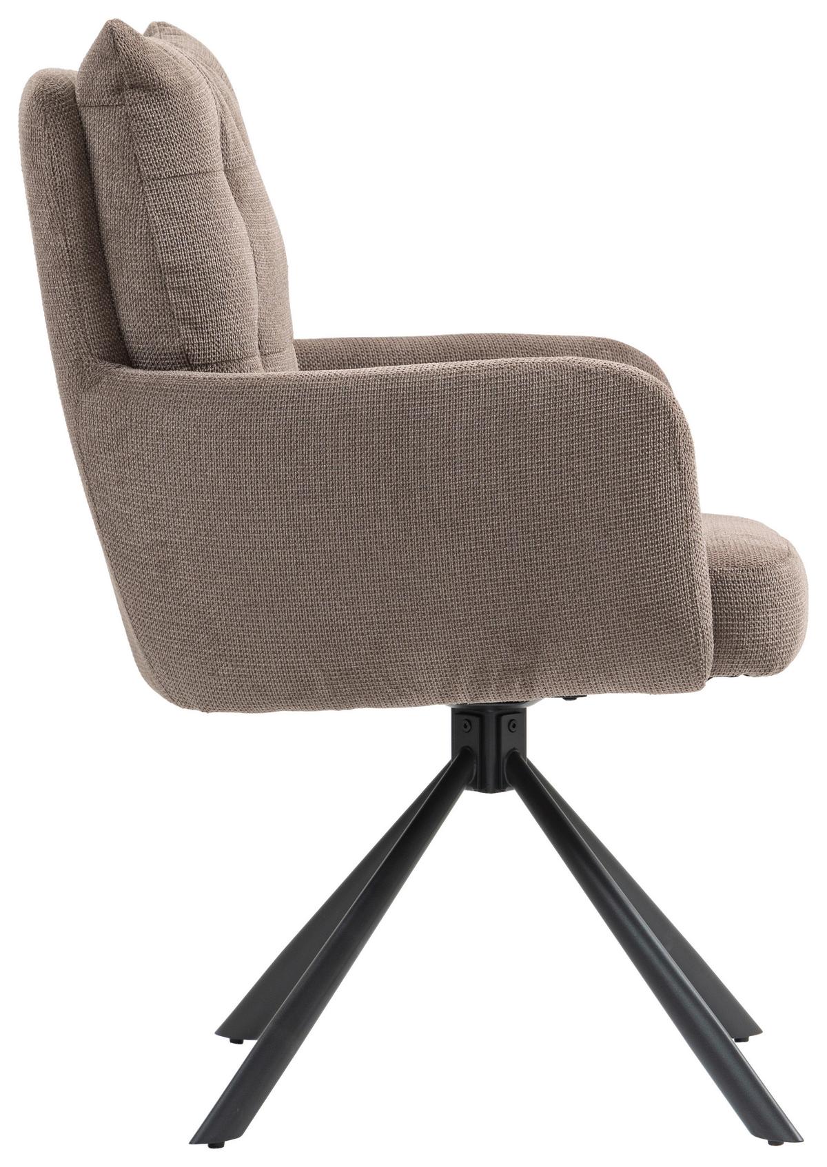 Armlehnstuhl Lina Taupe Sitzfl. 180° drehbar, B: 60cm - Taupe/Schwarz, KONVENTIONELL, Textil/Metall (60/95/67cm) - MID.YOU