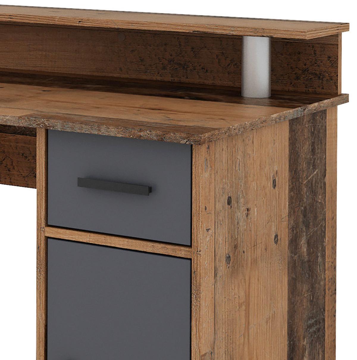 Schreibtisch mit Stauraum B 120 cm Diego, Alteiche Dekor - Alteiche/Anthrazit, MODERN, Holzwerkstoff (120/88/55cm) - MID.YOU