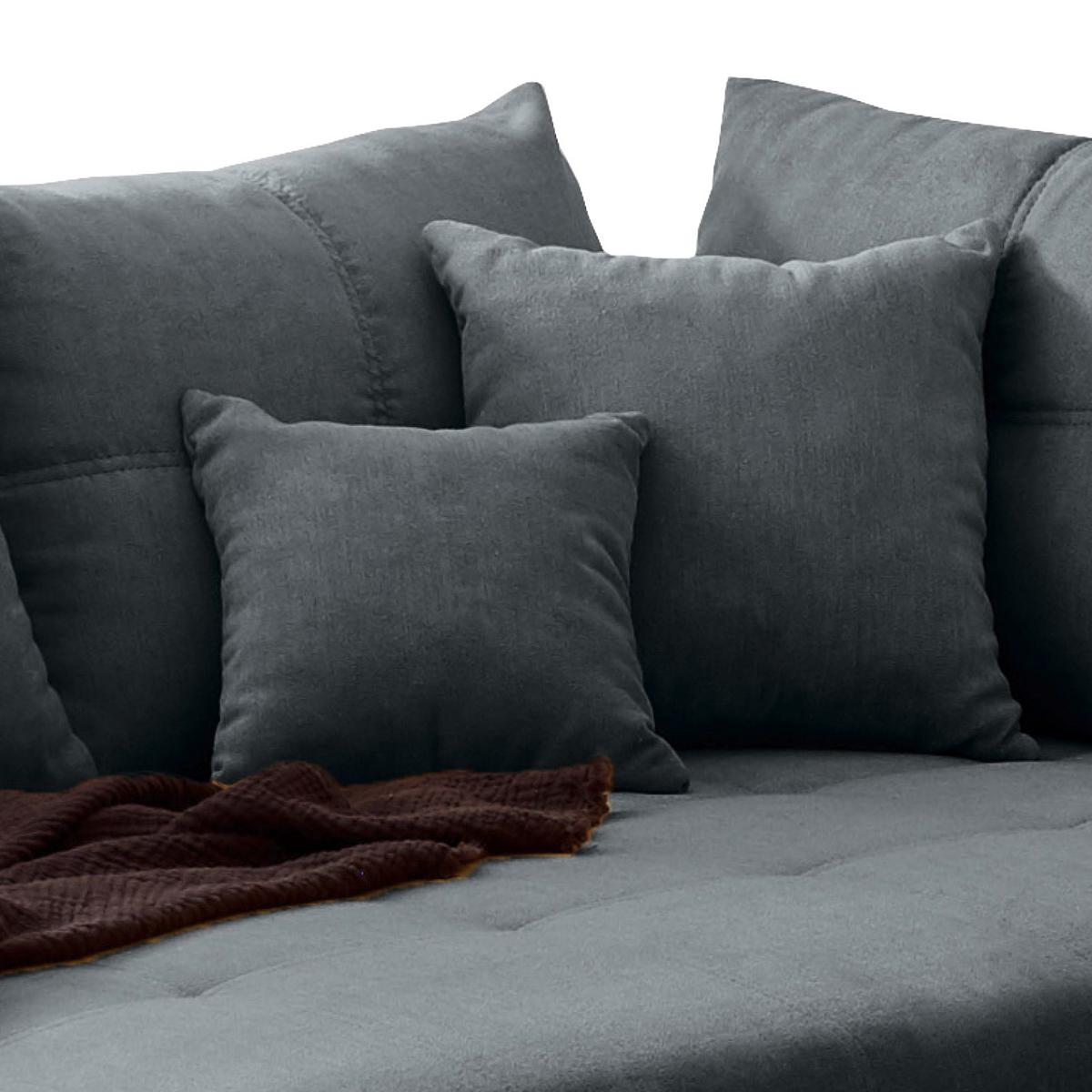 Ecksofa Inkl. Kissen + Hocker Lea, Polyester-Nylon - Anthrazit/Schwarz, Basics, Holzwerkstoff/Textil (176/248cm) - MID.YOU