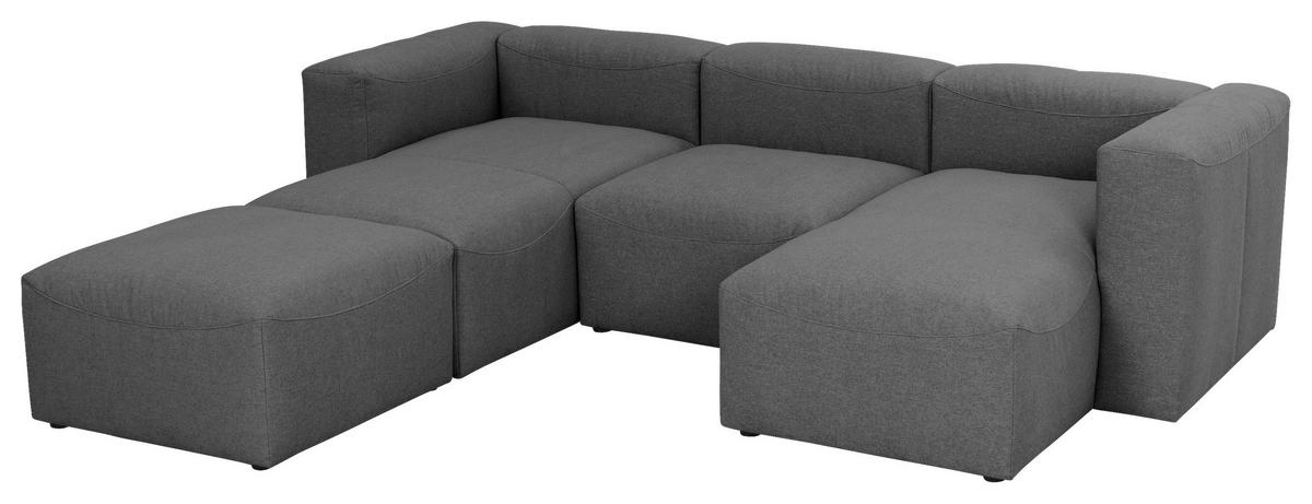 Wohnlandschaft Lena Anthrazit Flachgewebe - Anthrazit, Design, Textil (235/275/160cm) - Max Winzer